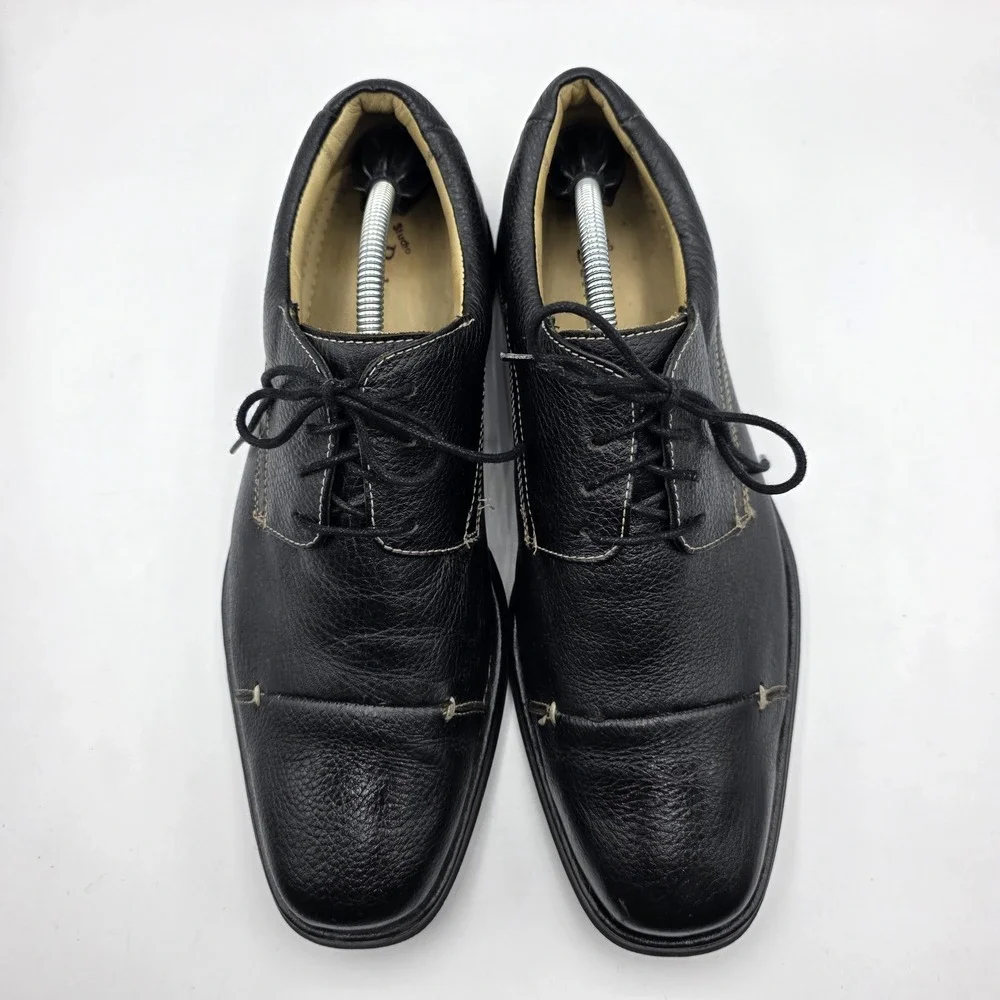 Belvedere Dress Shoes Mens 8.5 D Black‎ Leather Florence Oxford Pebbled Cap Toe